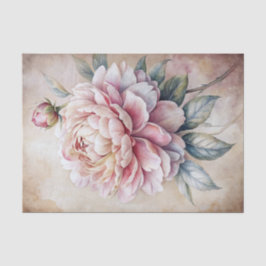 Papel De Seda Flor de Peônia Pastel Única Inspirada em Vintage