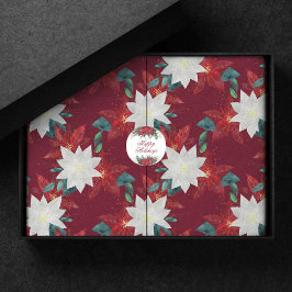 Papel De Seda Flor de Poinsettia Vermelho e Verde Floral de Nata