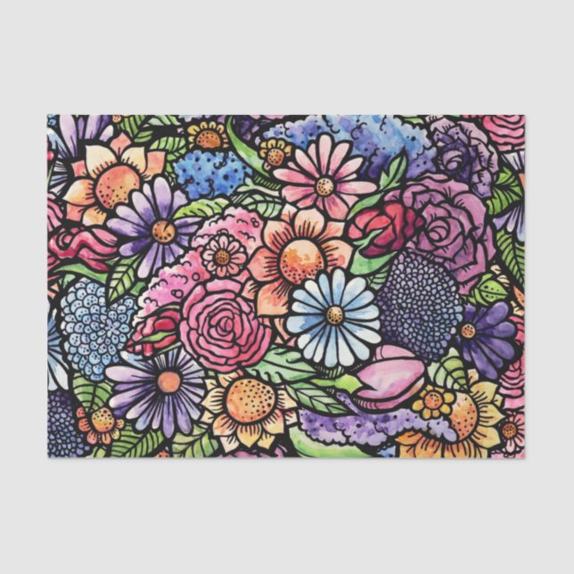 Papel De Seda Flor de Primavera do Buquê (Frente )