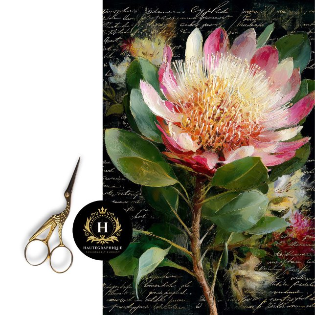 Papel De Seda Flor de Protea Rei Rosa Decoupage (Add a Botanical Surprise Inside Cabinet Doors)