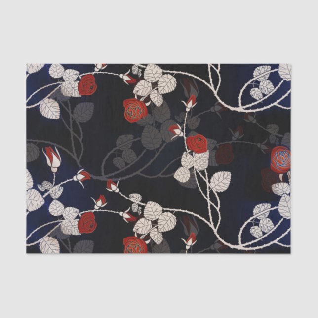 Papel De Seda Flor de Rosa vermelha Elegante (Frente )