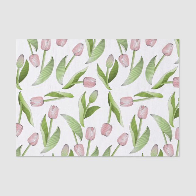 Papel De Seda Flor de Tulipa Rosa Moderno (Frente )