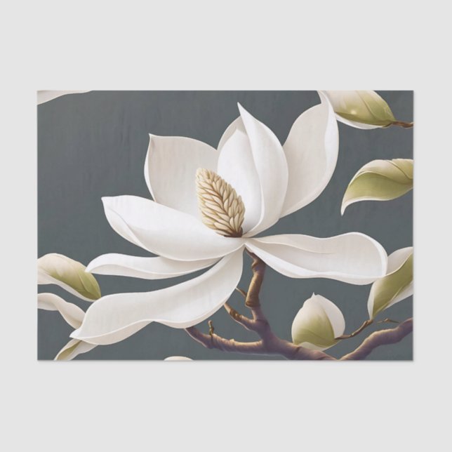 Papel De Seda Flor Elegante da Magnésia Branca (Frente )