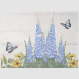 Papel De Seda Flor Flor Floral Floral Girassol Azul Decoupage