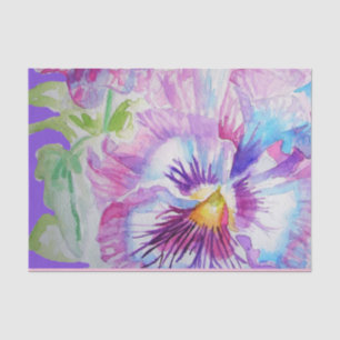Papel De Seda Flor Floral Bonito Pansão de Aquarela