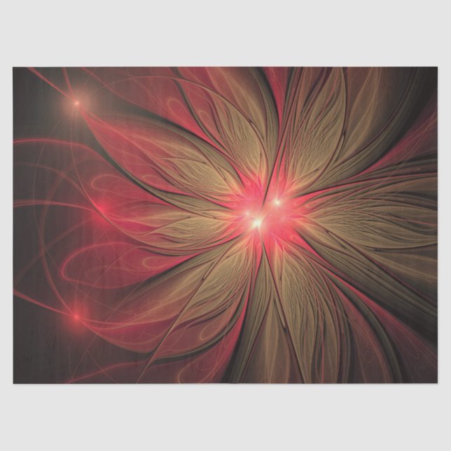 Papel De Seda Flor fractal de fanfarrão vermelho (Frente )