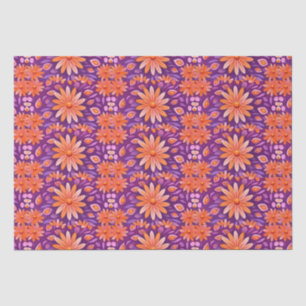 Papel De Seda Flor Laranja Roxo e Branco 4