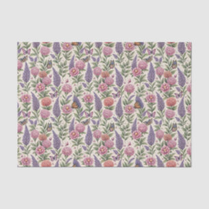 Papel De Seda Flor Lavanda Floral Botânica Vintage
