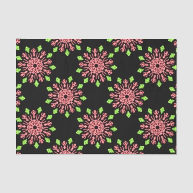 Papel De Seda Flor néon, vermelha e verde (Frente )
