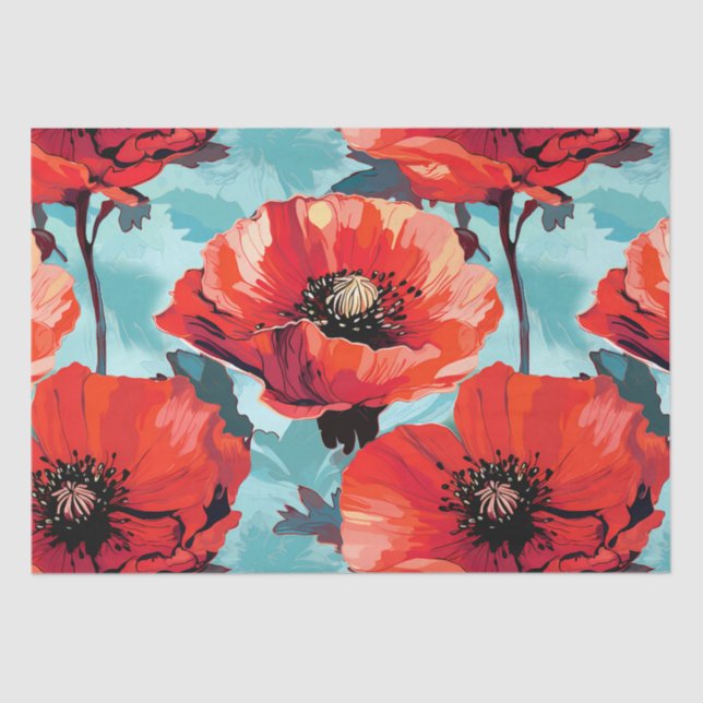 Papel De Seda Flor Poppy Grande (Frente )