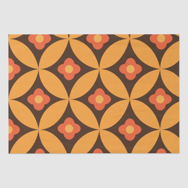 Papel De Seda Flor retrô em círculo laranja de folha de meados d (Frente )