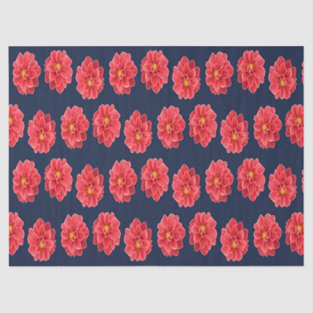 Papel De Seda Flor rosa dahlia em azul (Frente )