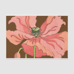 Papel De Seda Flor rosa grande com fundo vermelho profundo