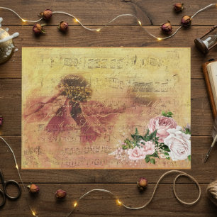 Papel De Seda Flor Rosa Linda Decoupage Antigos Ephemera Vintage