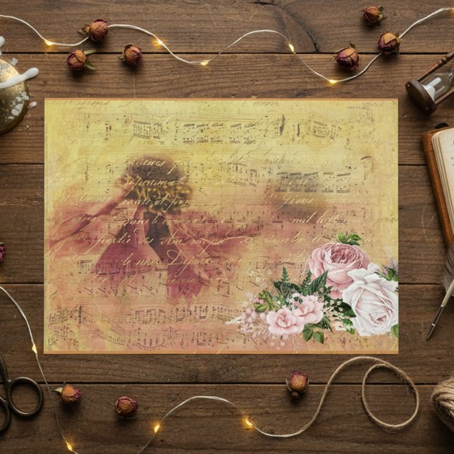 Papel De Seda Flor Rosa Linda Decoupage Antigos Ephemera Vintage (Criador carregado)