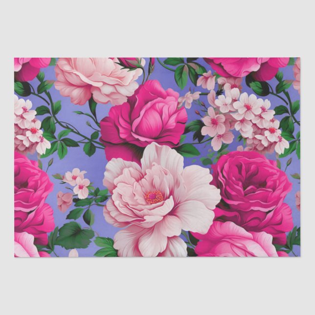 Papel De Seda Flor Rosa Rosa Rosa Grande (Frente )