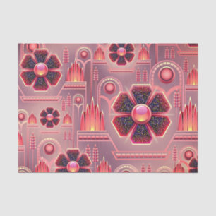 Papel De Seda Flor roxa cor-de-rosa do art deco