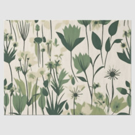 Papel De Seda Flor Selvagem de Grama Verde Moderna