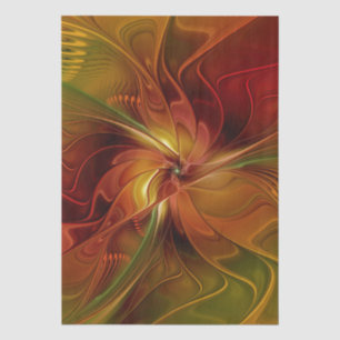 Papel De Seda Flor verde-laranja-abstrato Vermelho Castanho-Cast