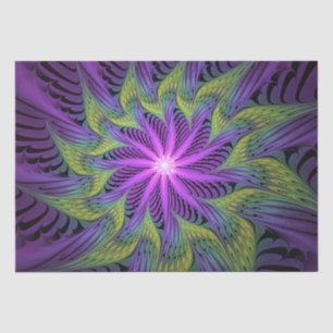 Papel De Seda Flor Verde Roxo, Abstrato, Arte Fractal