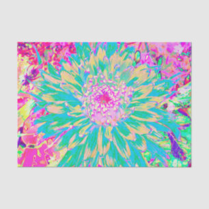 Papel De Seda Flor Verde-Teto e Dahlia-Rosa Quente