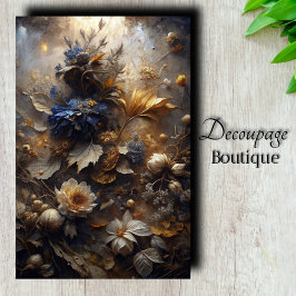 Papel De Seda Flora de Decoupage Crepúsculo Dourado