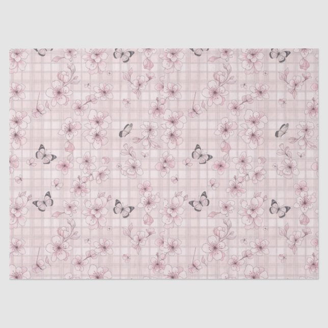 Papel De Seda Floração de Borboleta Elegante (4) (Frente )