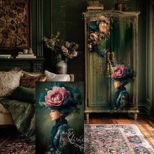 Papel De Seda Floração Vitoriana, Retrato de Fantasia, Couture F