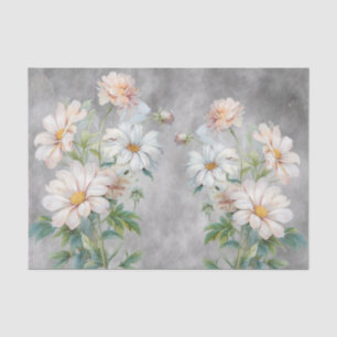 Papel De Seda Florais 3D Coloridos em Fundo Cinza Carvão