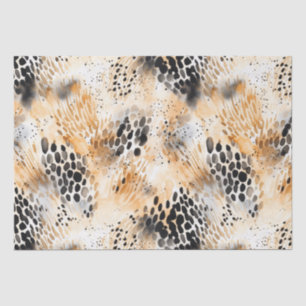 Papel De Seda Florais Animais Leopardo Creme Preto Selvagem