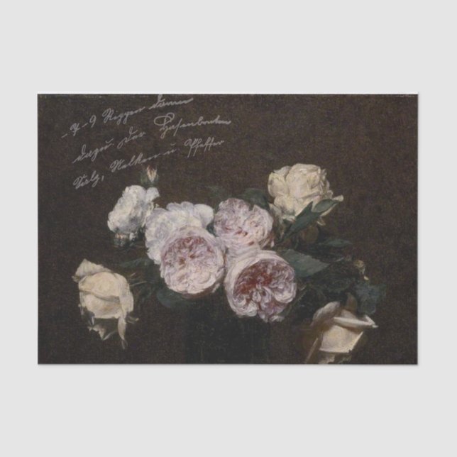 Papel De Seda Florais Anticos com Script (Frente )