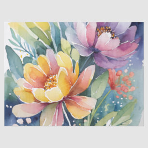 Papel De Seda Florais bonito de Aquarela de Pastel