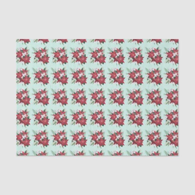 Papel De Seda Florais de Natal Vermelho e Branco (Frente )