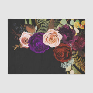 Papel De Seda Florais Escuros Sombrios e Vegetação em Cores Inte