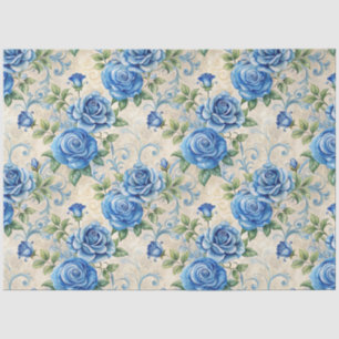 Papel De Seda Florais inspirados pela Elegante Blue Vintage