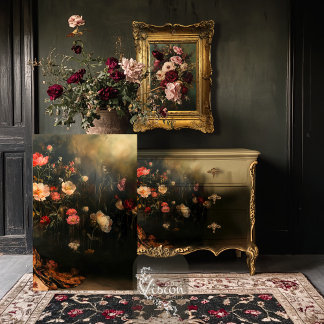Papel De Seda Florais Românticos Vintage Sombrios Barrocos