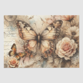 Papel De Seda Florais Rústicos Elegantes & Decoupagem Vintage de