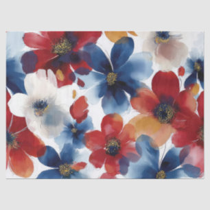 Papel De Seda Florais Vermelho Azul Branco Patrióticos (5)