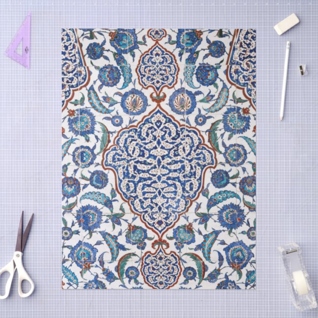 Papel De Seda Floral Antigo Otomano Iznik (Arte )