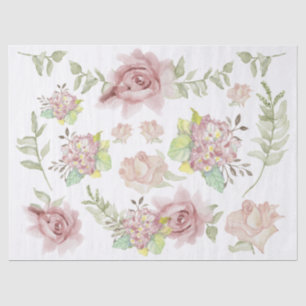 Papel De Seda Floral Aquarela Blusas Cor-de-Rosa Decoupage Flor