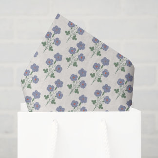 Papel De Seda Floral Azul-marinho e Vermelho Papoula Vintage