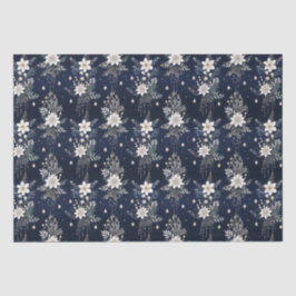 Papel De Seda Floral Azul-Marinho Elegante