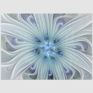 Papel De Seda Floral Beauty Abstrato Modern Blue Pastel Flower