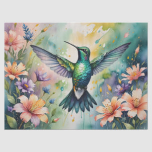papel de seda floral beija-flor