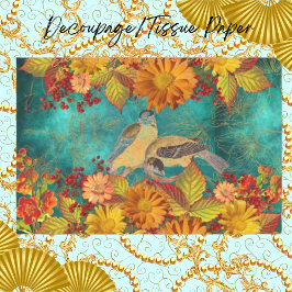 Papel De Seda Floral & Birds Laranja, Vermelho, Amarelo, Decoupa