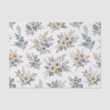 Floral Blue Ivory Meadow Pattern