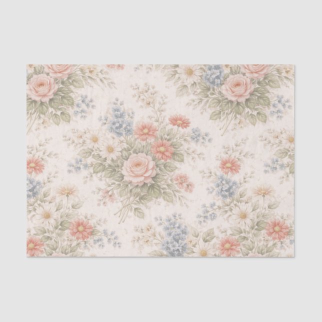 Papel De Seda Floral Blush Garden Heirloom Pattern (Frente )