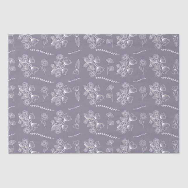 Papel De Seda Floral Botânico de Lavanda Boêmica (Frente )