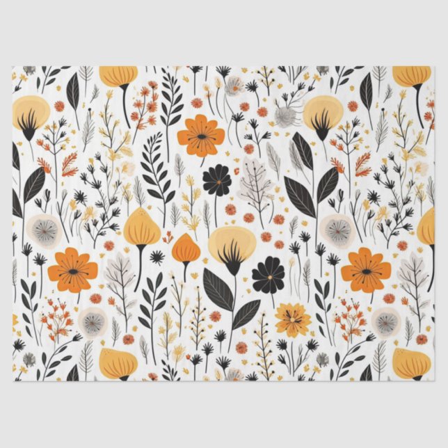 Papel De Seda Floral Botânico do outono Moderno (Frente )