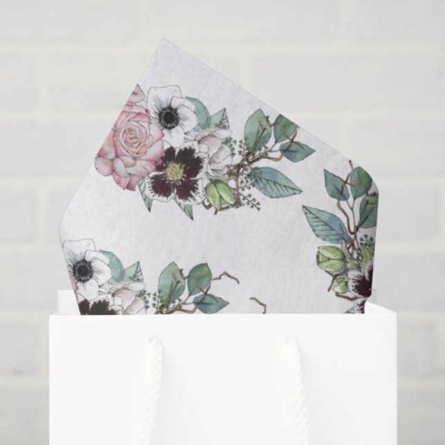 Papel De Seda Floral Bouquet  (Sacola de presentes)